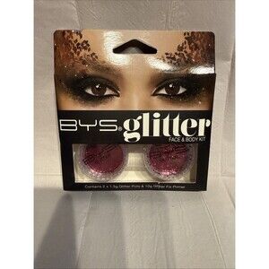 BYS Glitter Face & Body Kit Glitter Pot & Glitter Fix Primer Fuchsia